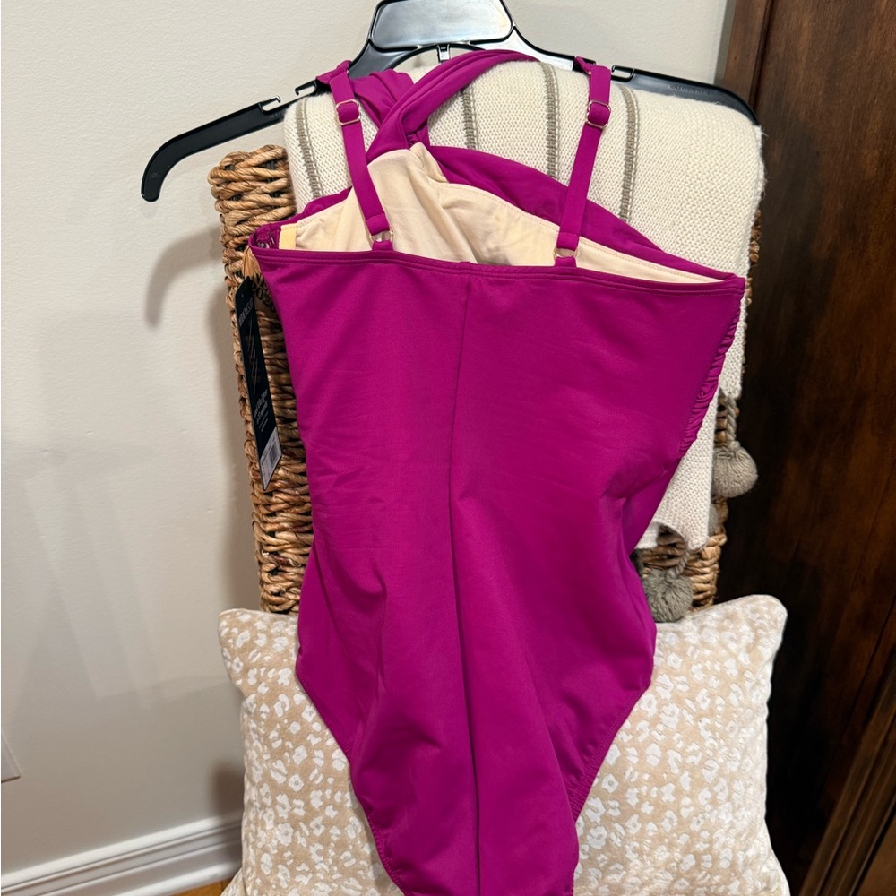 Miraclesuit Strapless Ruched One-Piece Swimsuit - Fuchsia - Picture 5 of 5
